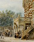 Cornelis Springer Figures on the Bank in Deventer painting